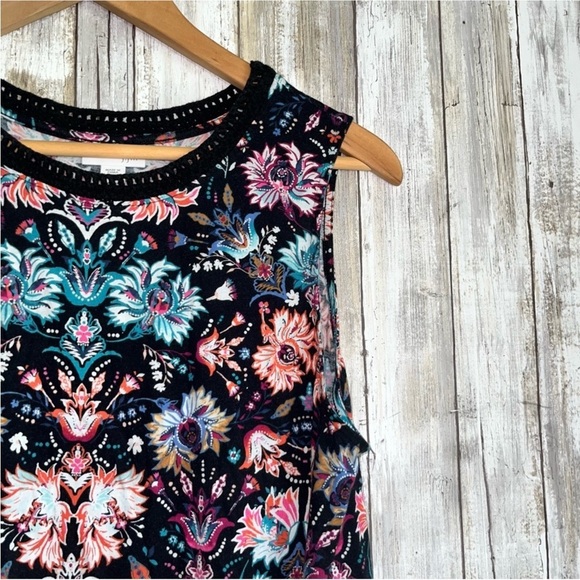 J. Jill Crochet Trim Floral Knit Tank - Picture 3 of 5